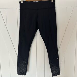 Lululemon (tags cut out) Black Cropped Leggings w/ Reflective Hem - size 8